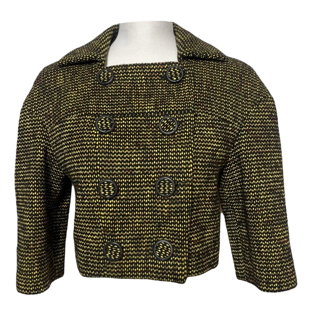 Chanel Yellow Tweed Double-Breasted Crop Jacket Size US 8 / FR 40